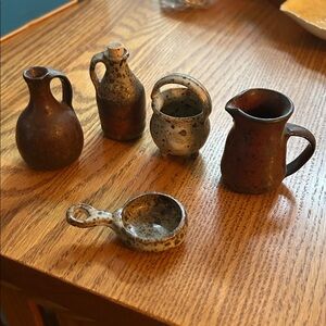 Miniture set of pots handcrafted pottery